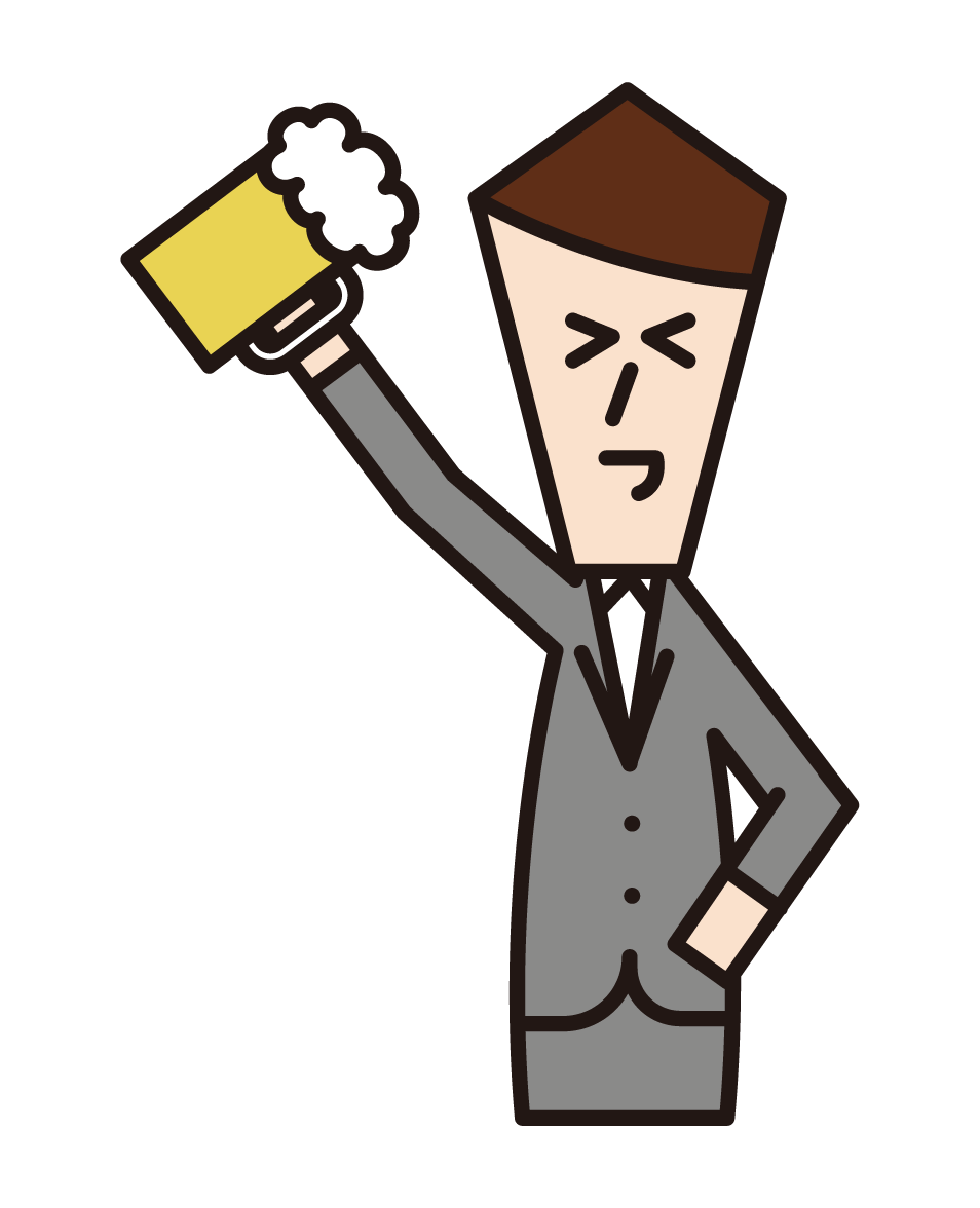Illustration of a man who drinks beer