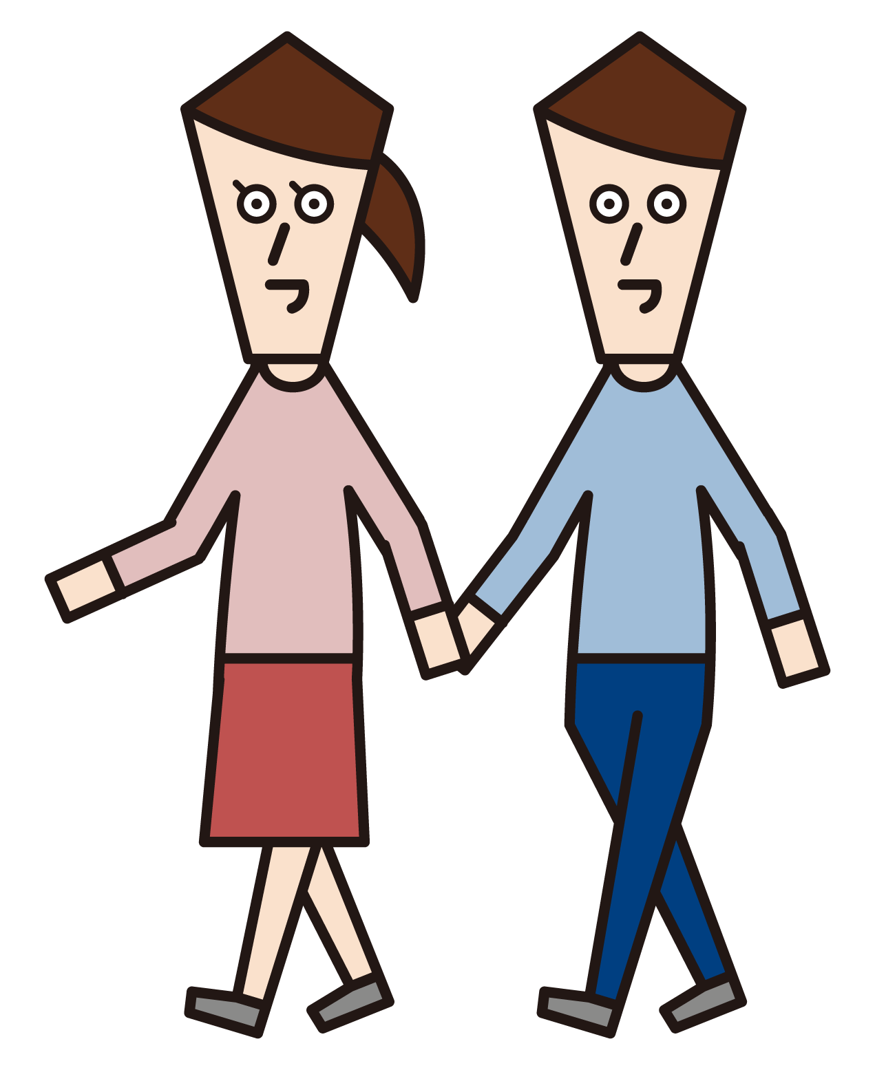 Illustration of a couple walking hand in hand