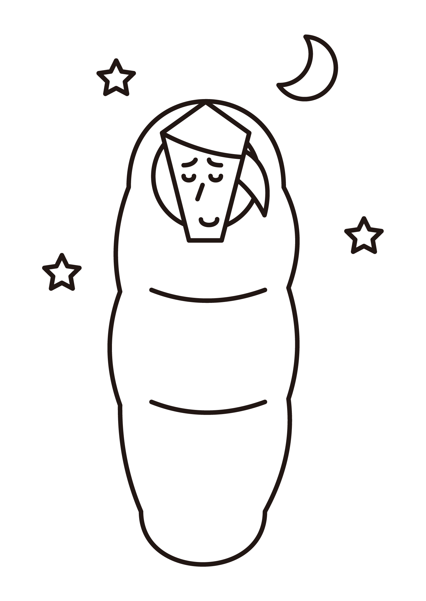 Illustration of a woman in a sleeping bag