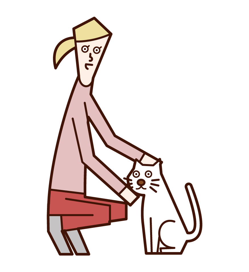 Illustration of a woman who loves cats