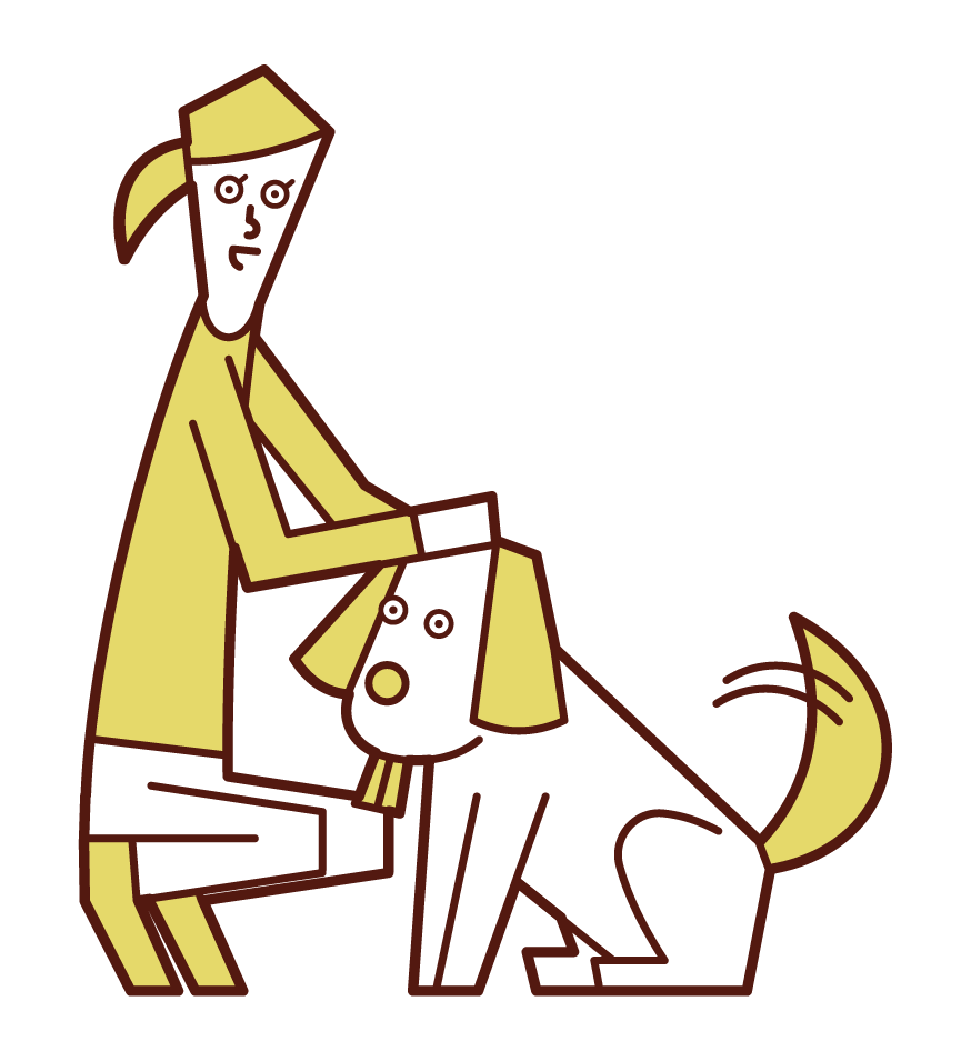 Illustration of a woman who loves a dog
