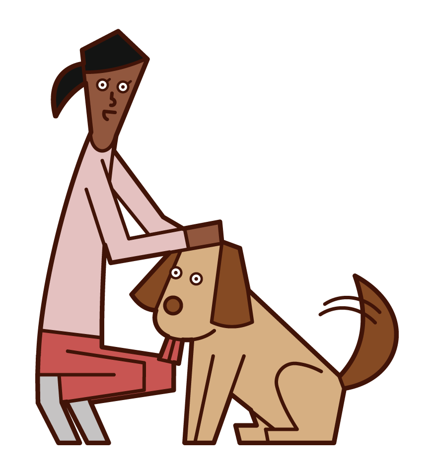 Illustration of a woman who loves a dog