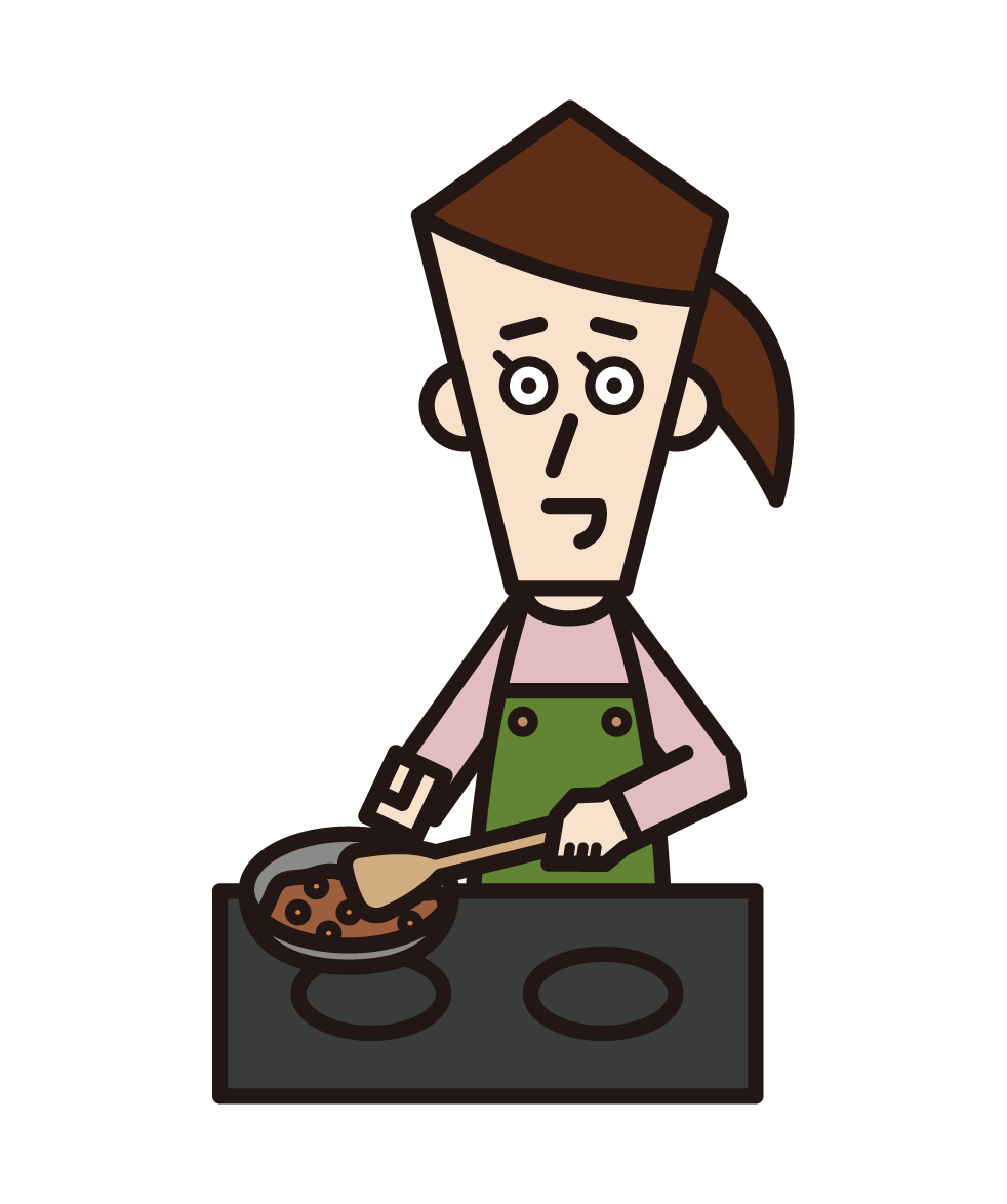 料理を失敗する人（男性）のイラスト