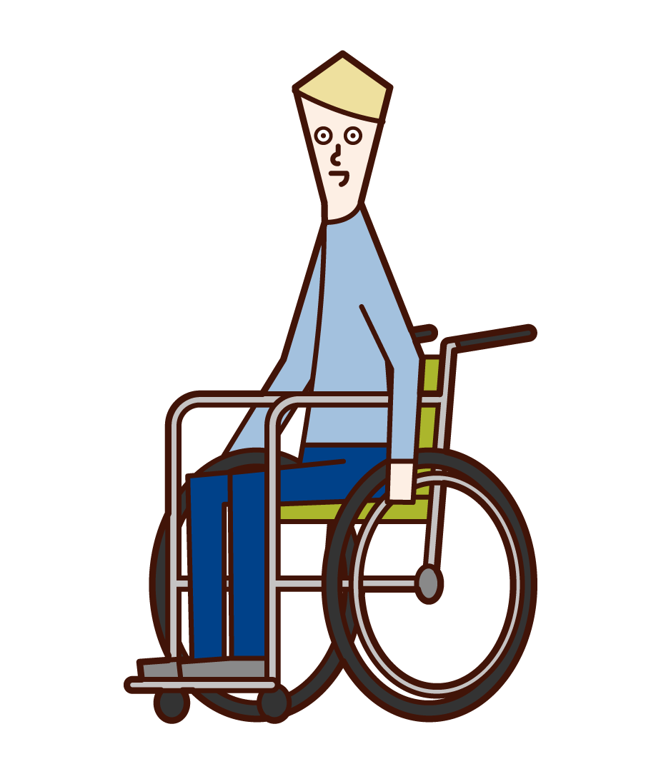 坐在輪椅上的人（男性）的插圖