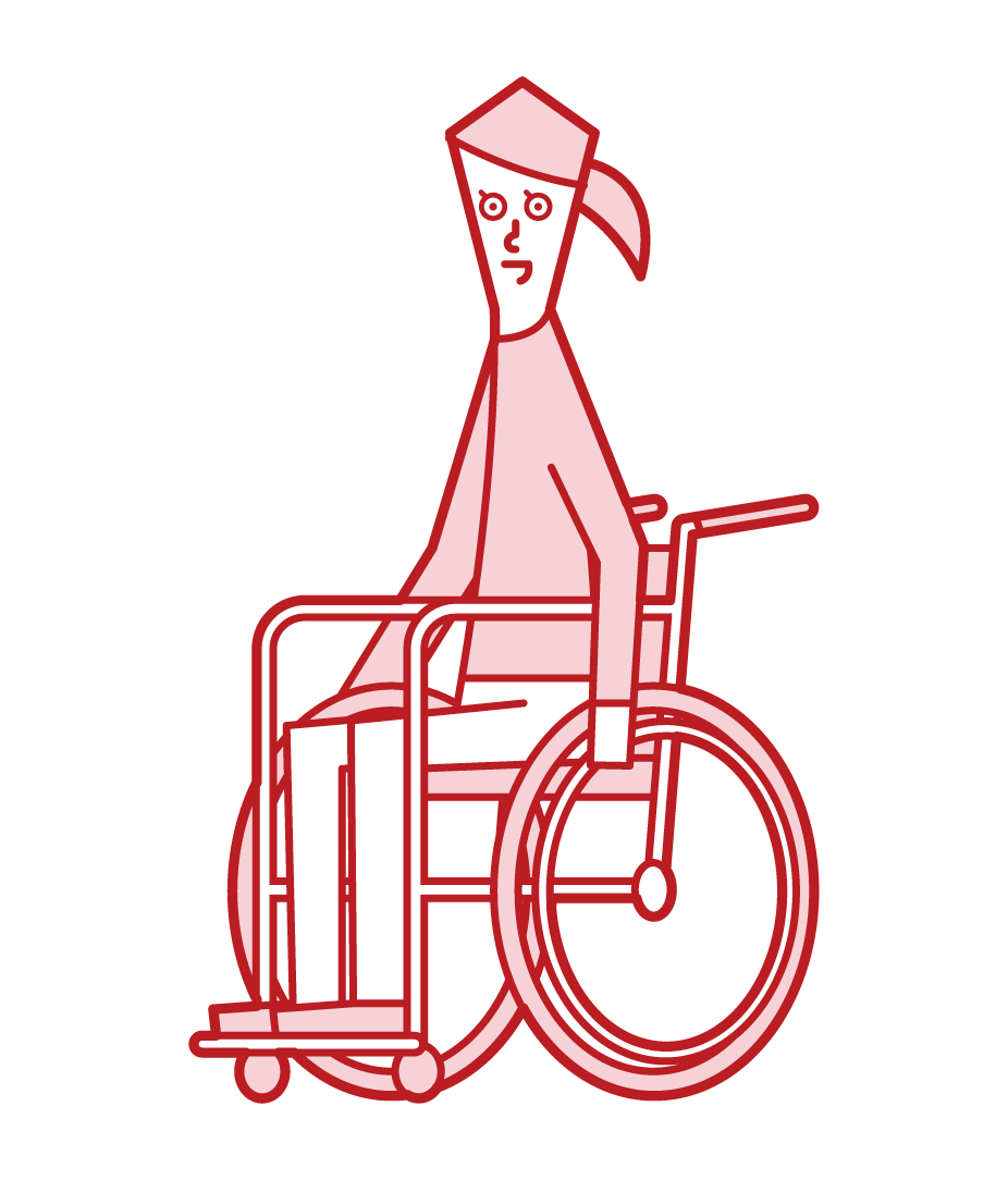 휠체어를 탄 여성의 일러스트