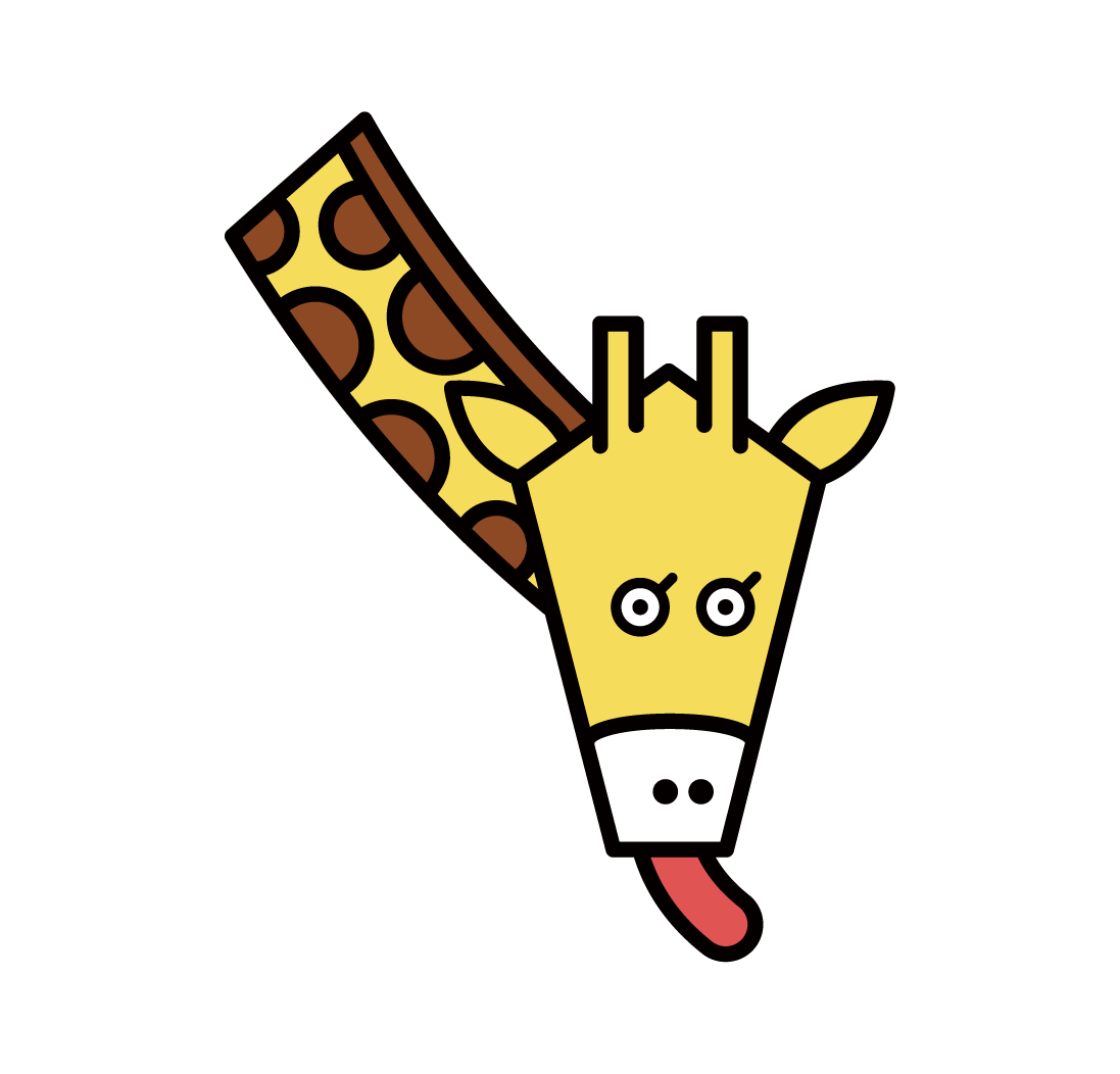 Illustration of a giraffe eating food