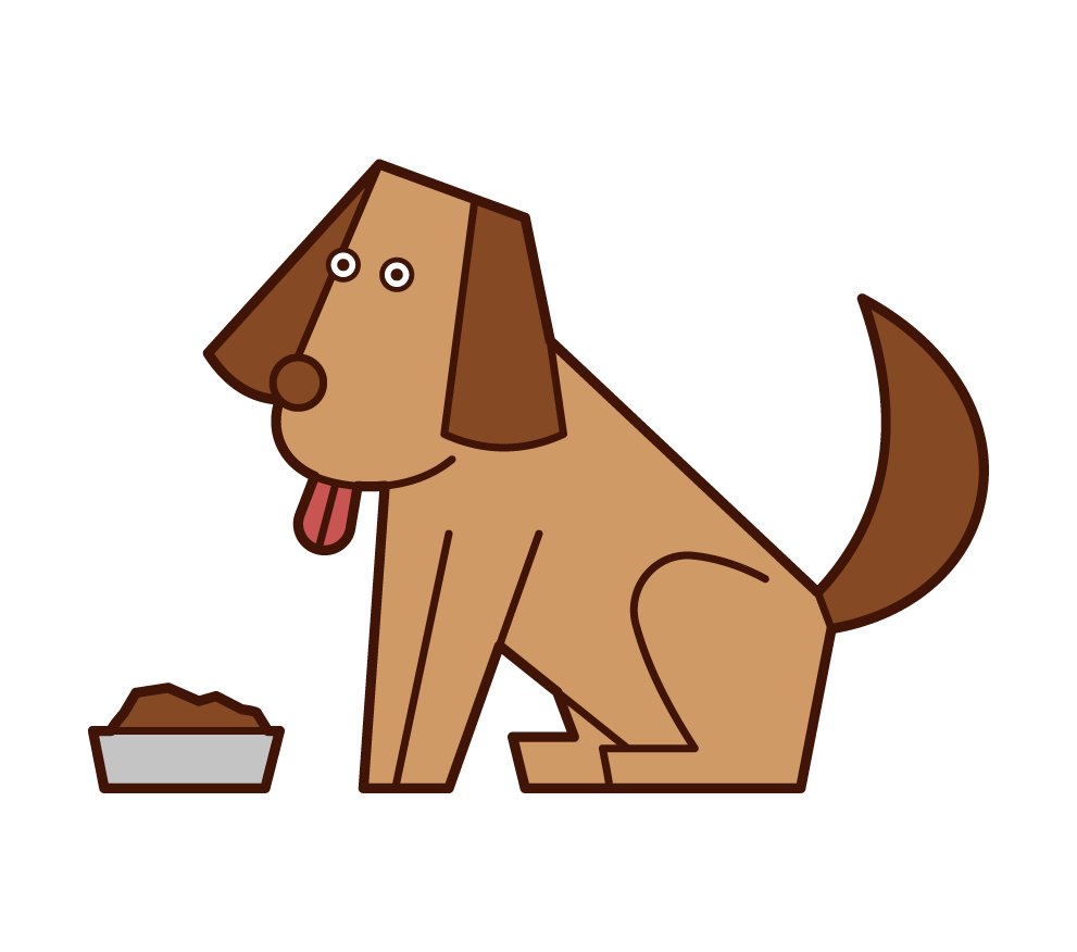 Illustration of a dog eating food