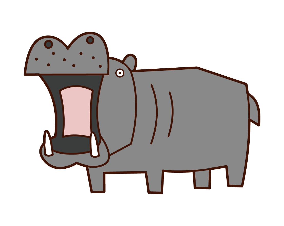 Illustration of a hippopotamus opening his mouth