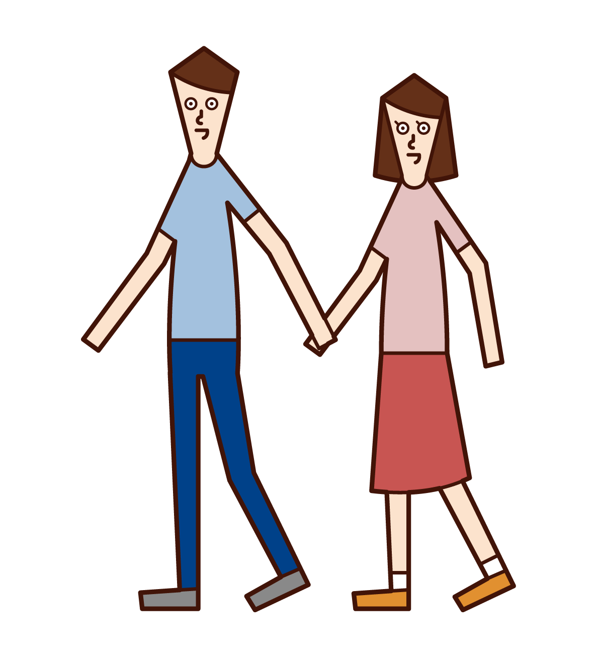 手を繋いで歩いているカップルのイラスト フリーイラスト素材 Kukukeke ククケケ