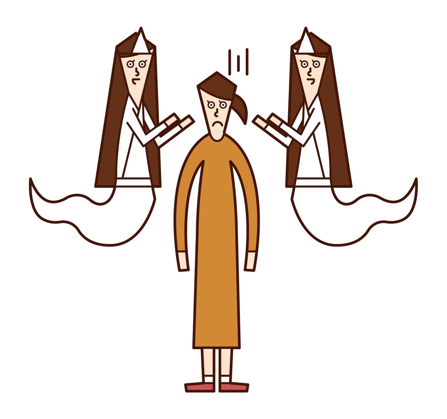 沢山の幽霊に取り憑かれている人 女性 のイラスト フリーイラスト素材 Kukukeke ククケケ