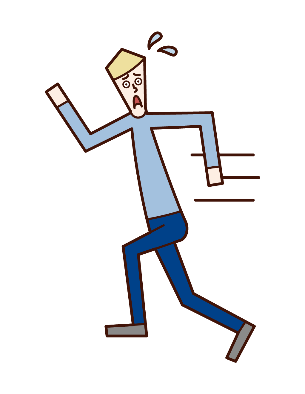 Illustration of a man running away