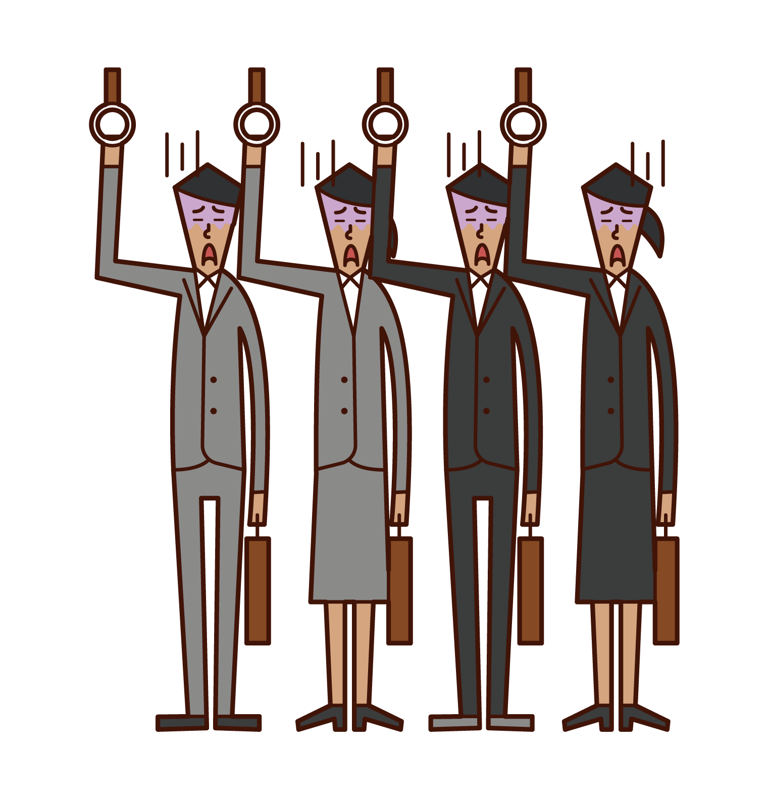 Illustration of people riding a crowded train
