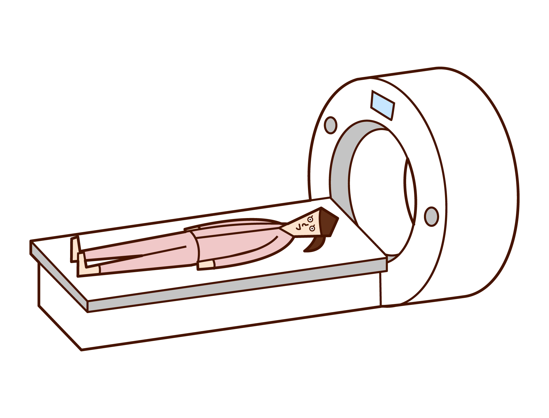MRI検査を受診する人（女性）のイラスト