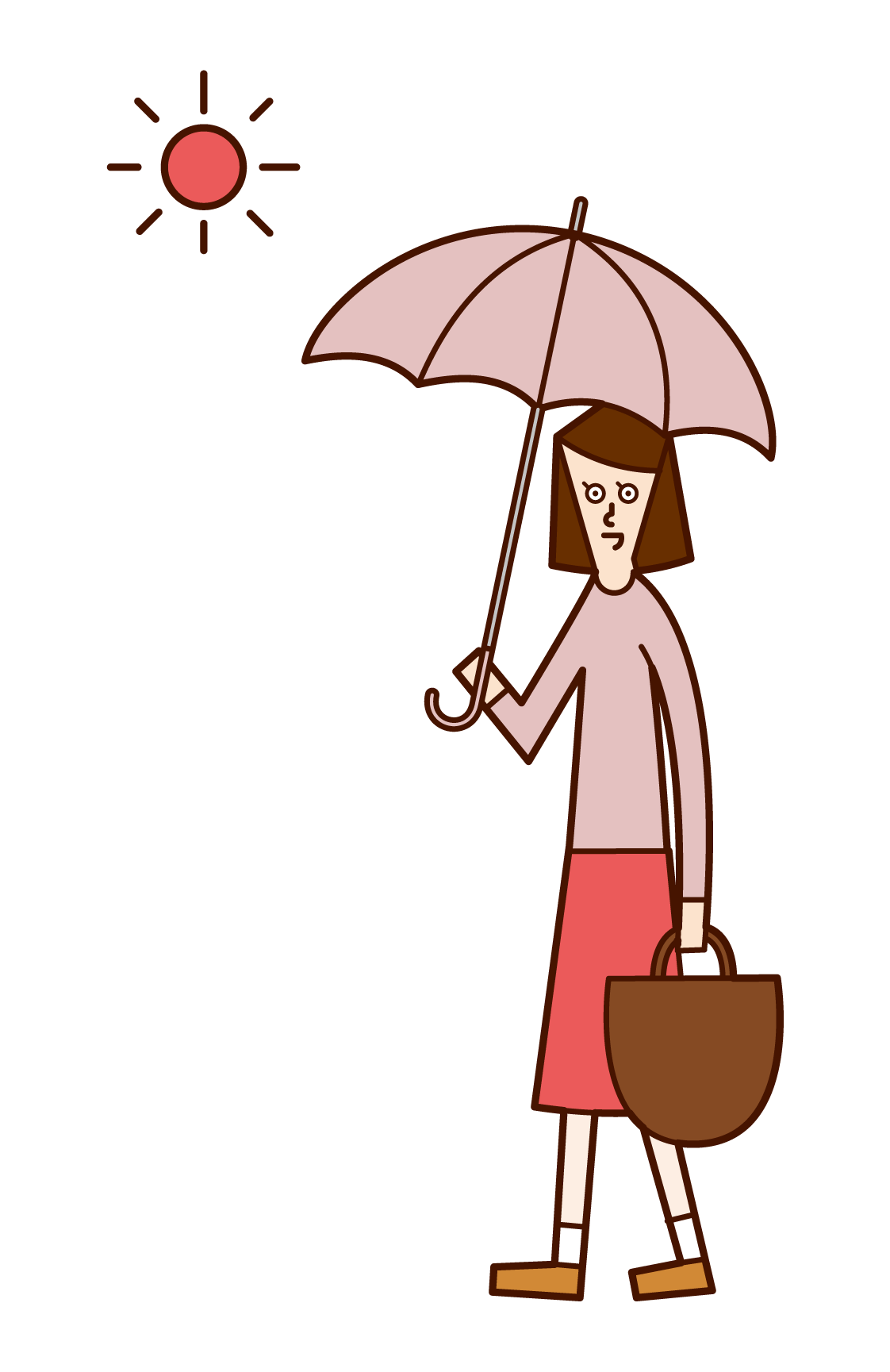 日傘をさして歩く人 女性 のイラスト フリーイラスト素材 Kukukeke ククケケ