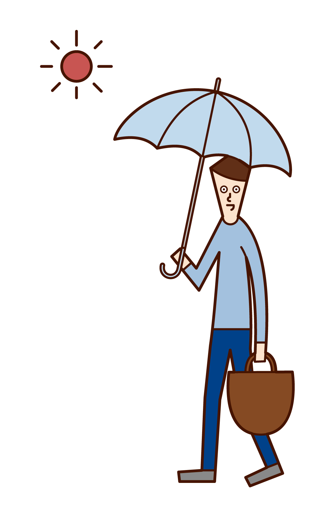 日傘をさして歩く人 男性 のイラスト フリーイラスト素材 Kukukeke ククケケ