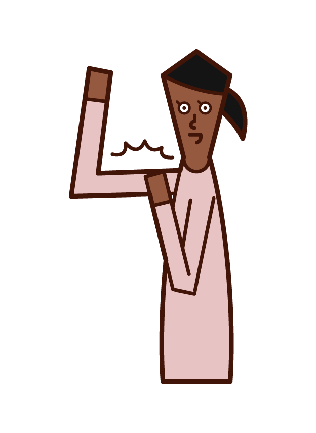 Illustration of a person (woman) emphasizing a force kobu
