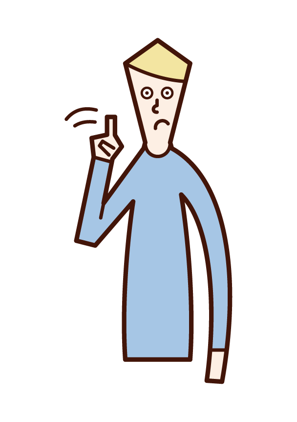 Illustration of a man who raises a warning while shaking his finger
