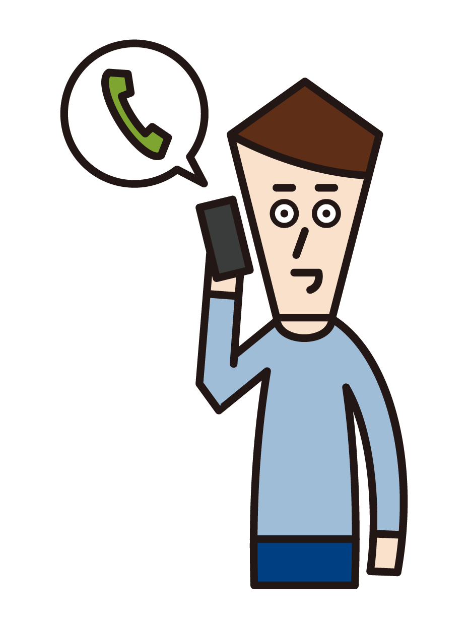 Illustration of a woman who calls on a smartphone