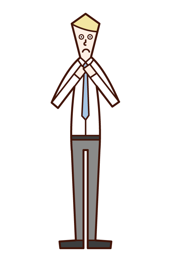 擠壓領帶的人（男性）的插圖