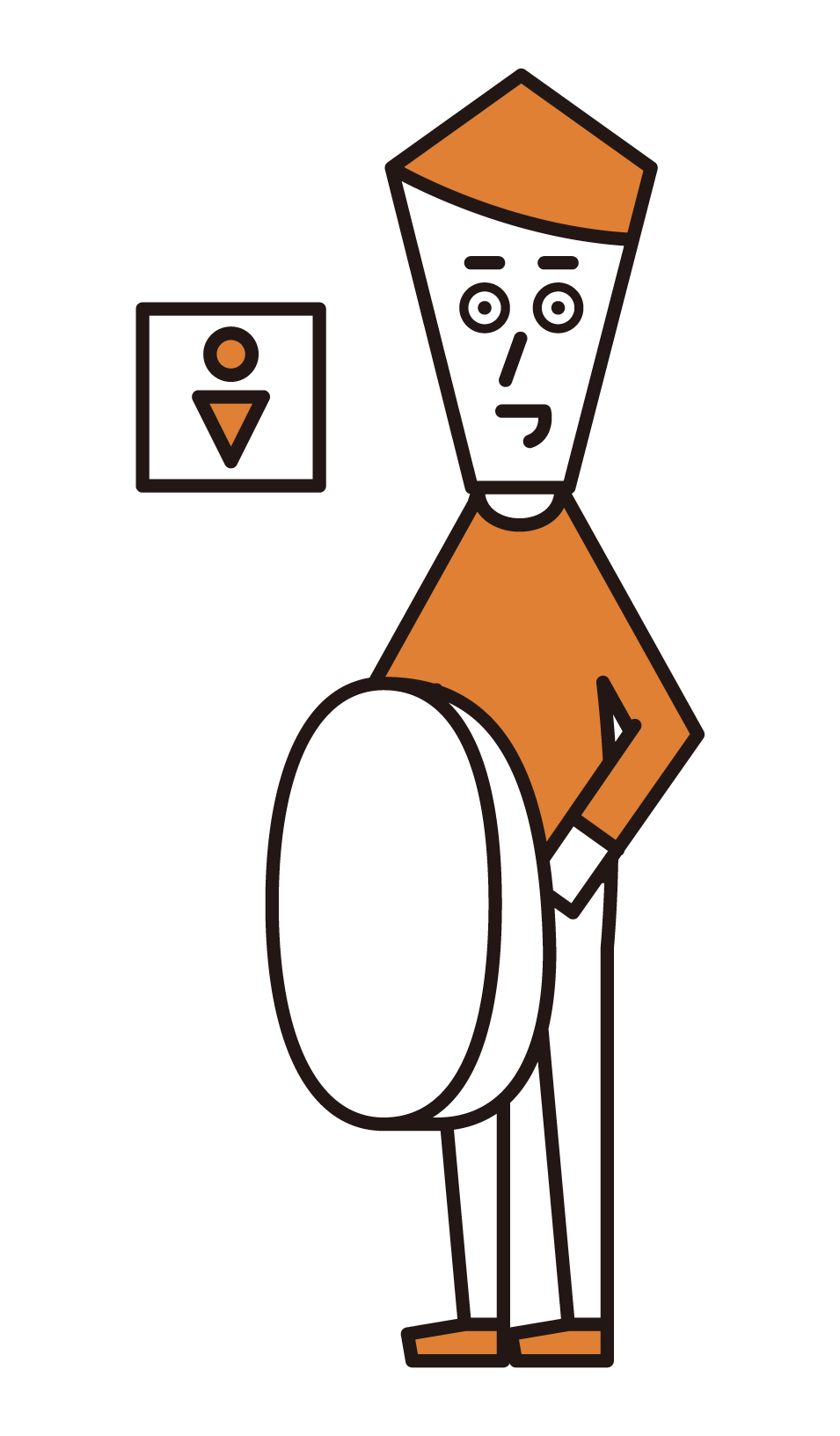 Illustration of a man who in the toilet