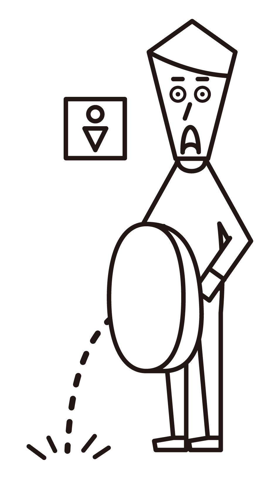 Illustration of a man (male) urinating outside the toilet bowl