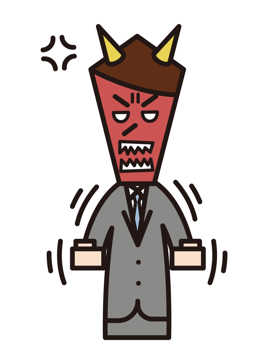 憤怒的老闆（男性）的插圖