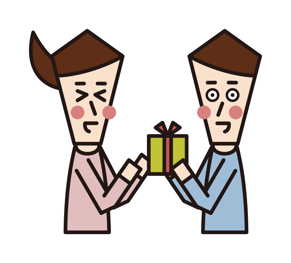 Illustration of a man giving a present