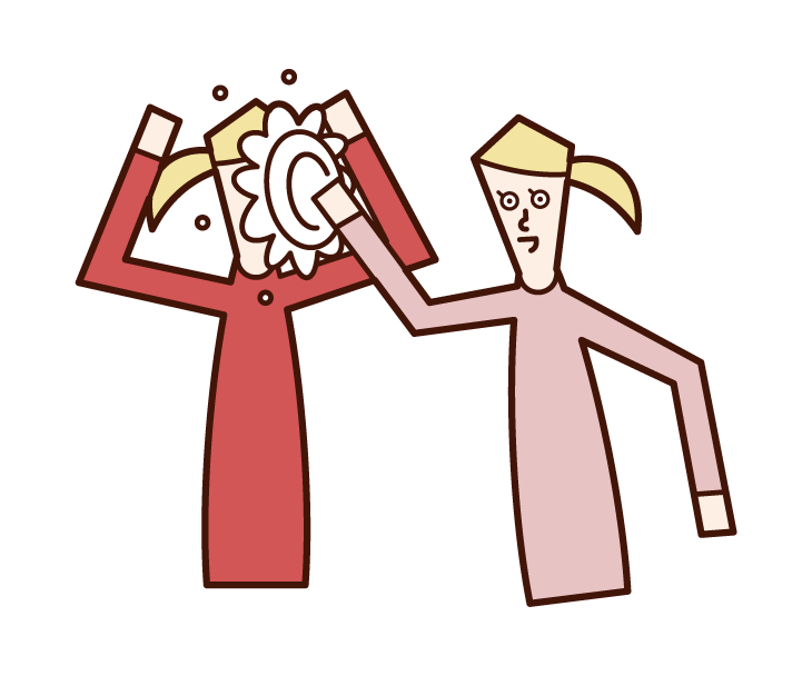 Illustration of a woman who enjoys throwing pies