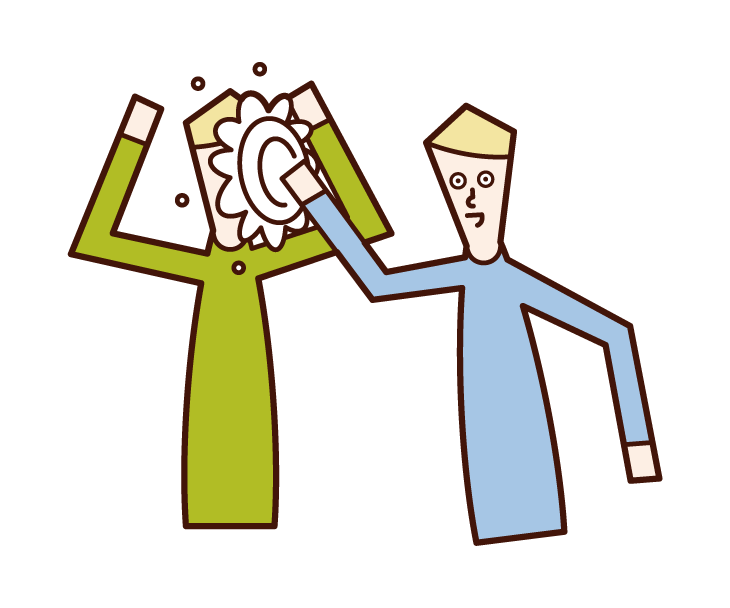 Illustration of a man who enjoys throwing pies