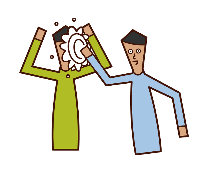 Illustration of a man who enjoys throwing pies