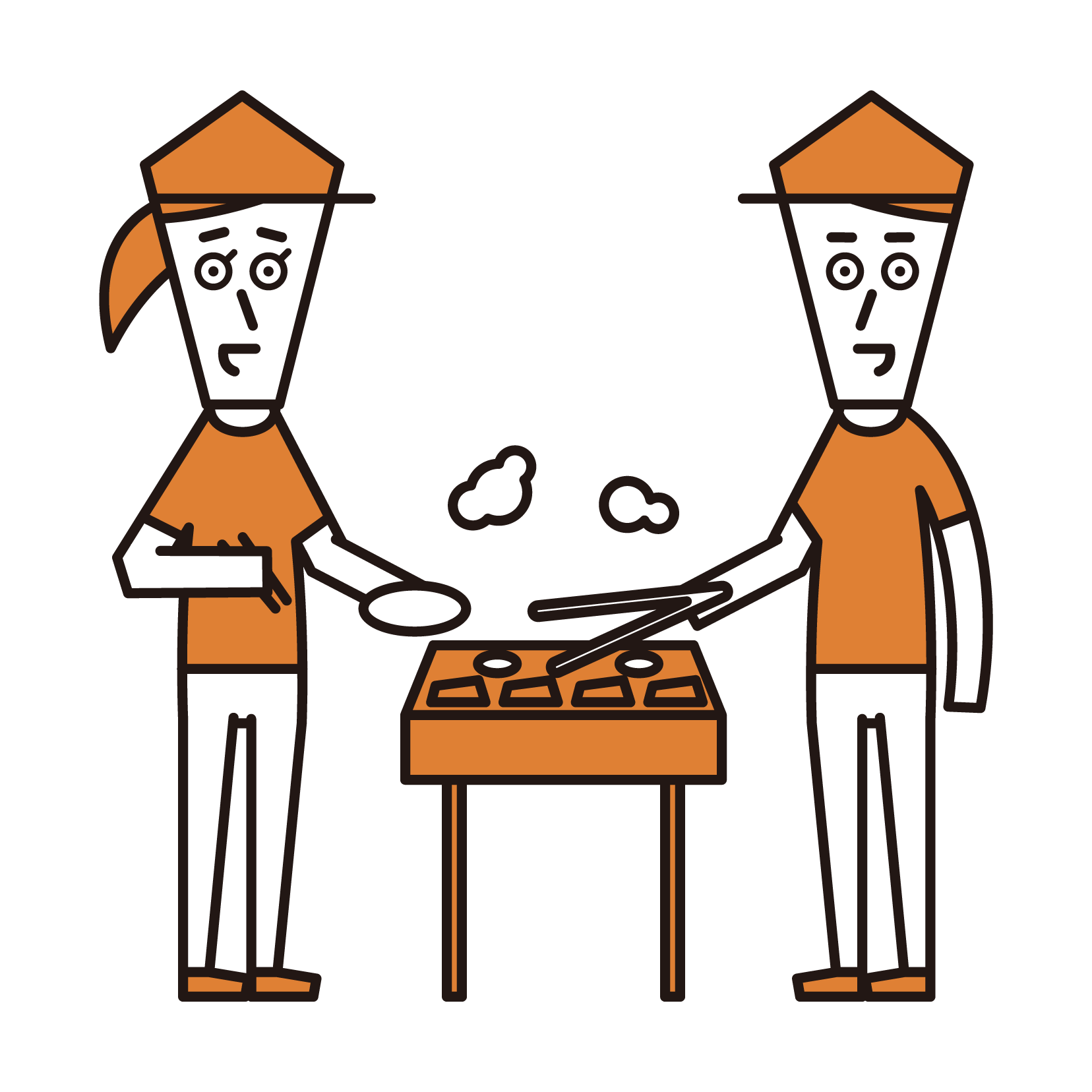 Illustration of a couple enjoying a barbecue