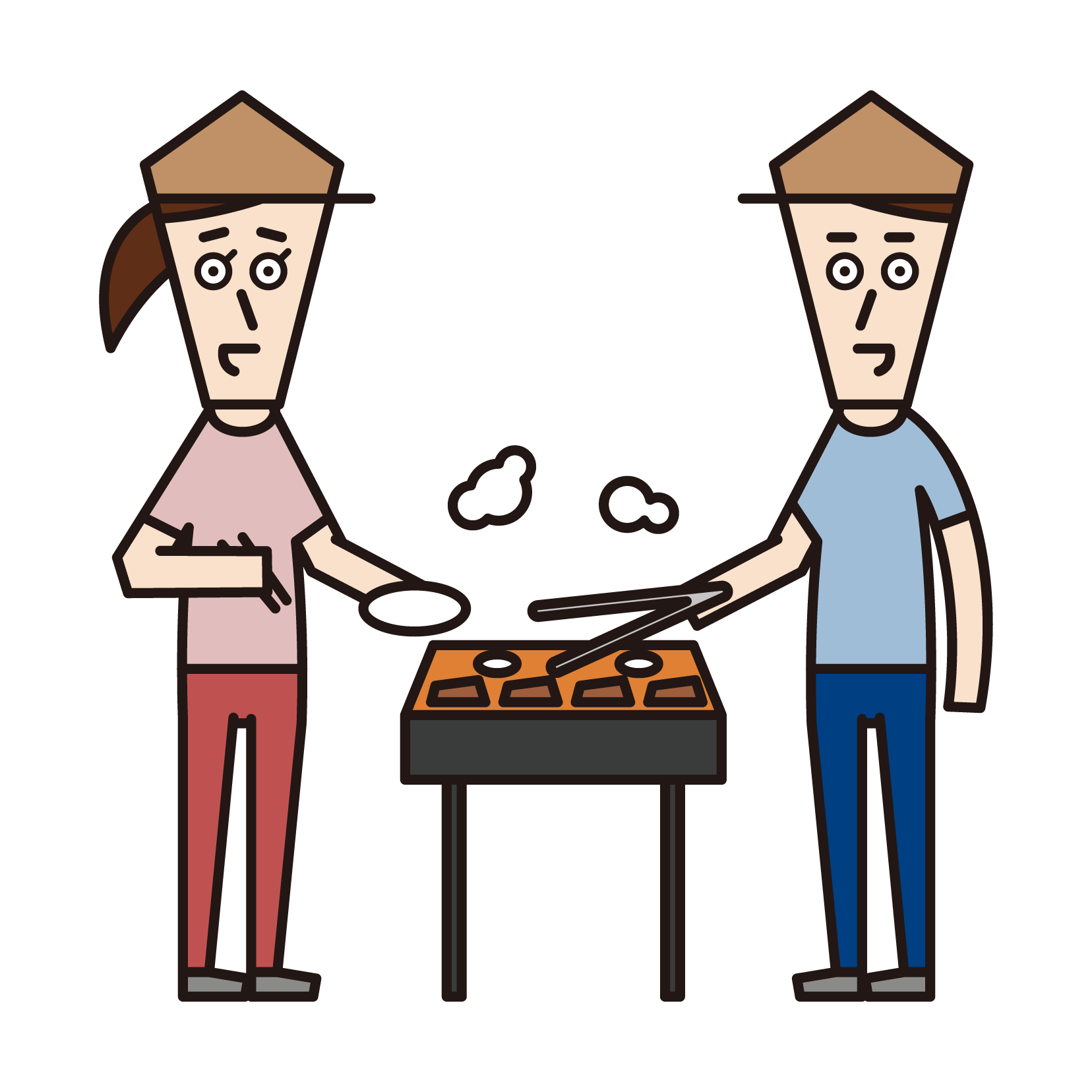Illustration of a couple enjoying a barbecue