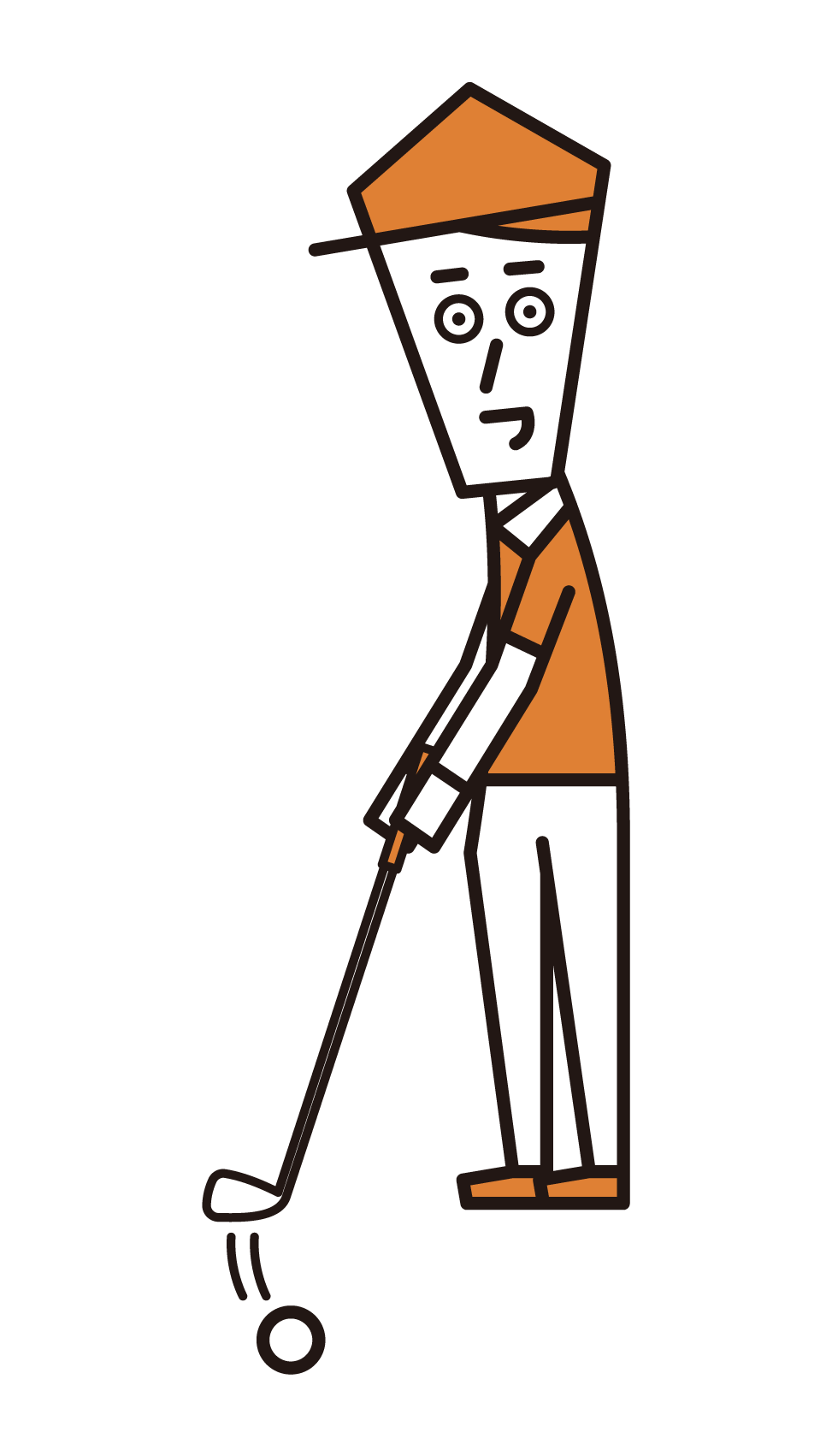 在高爾夫中擊球的人（男性）的插圖
