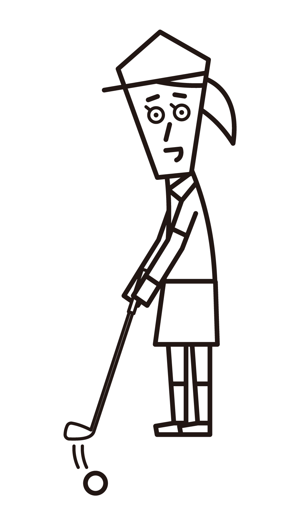 Illustration of a woman who hits a putter in golf