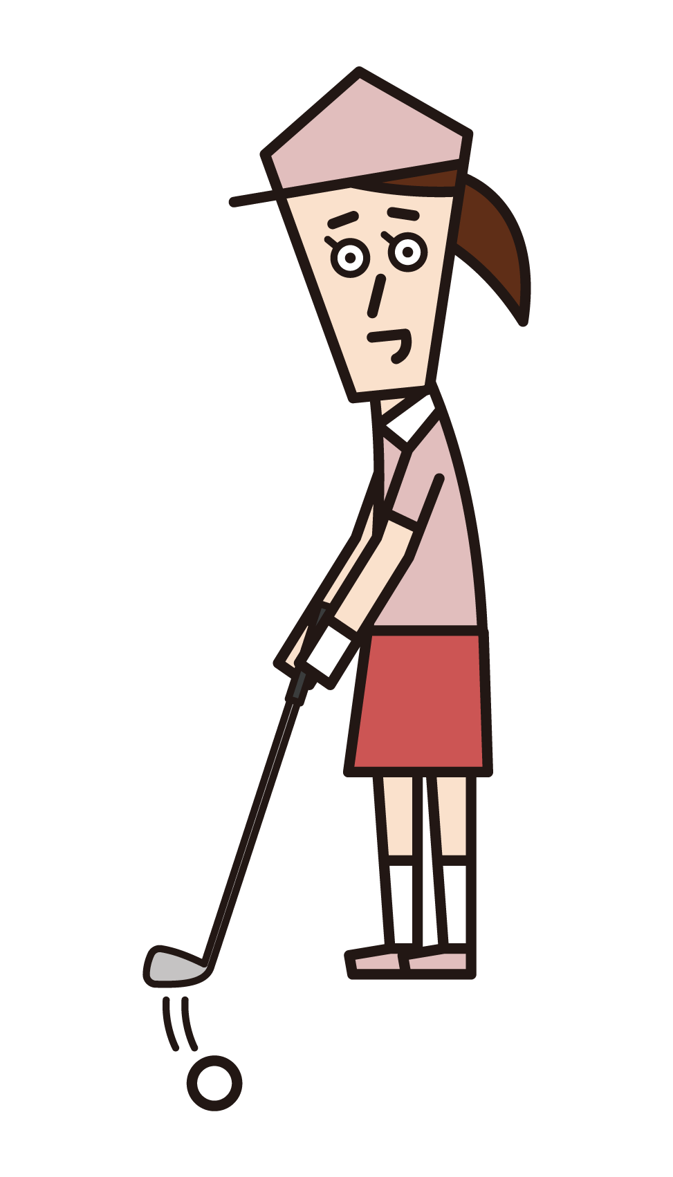 Illustration of a woman who hits a putter in golf