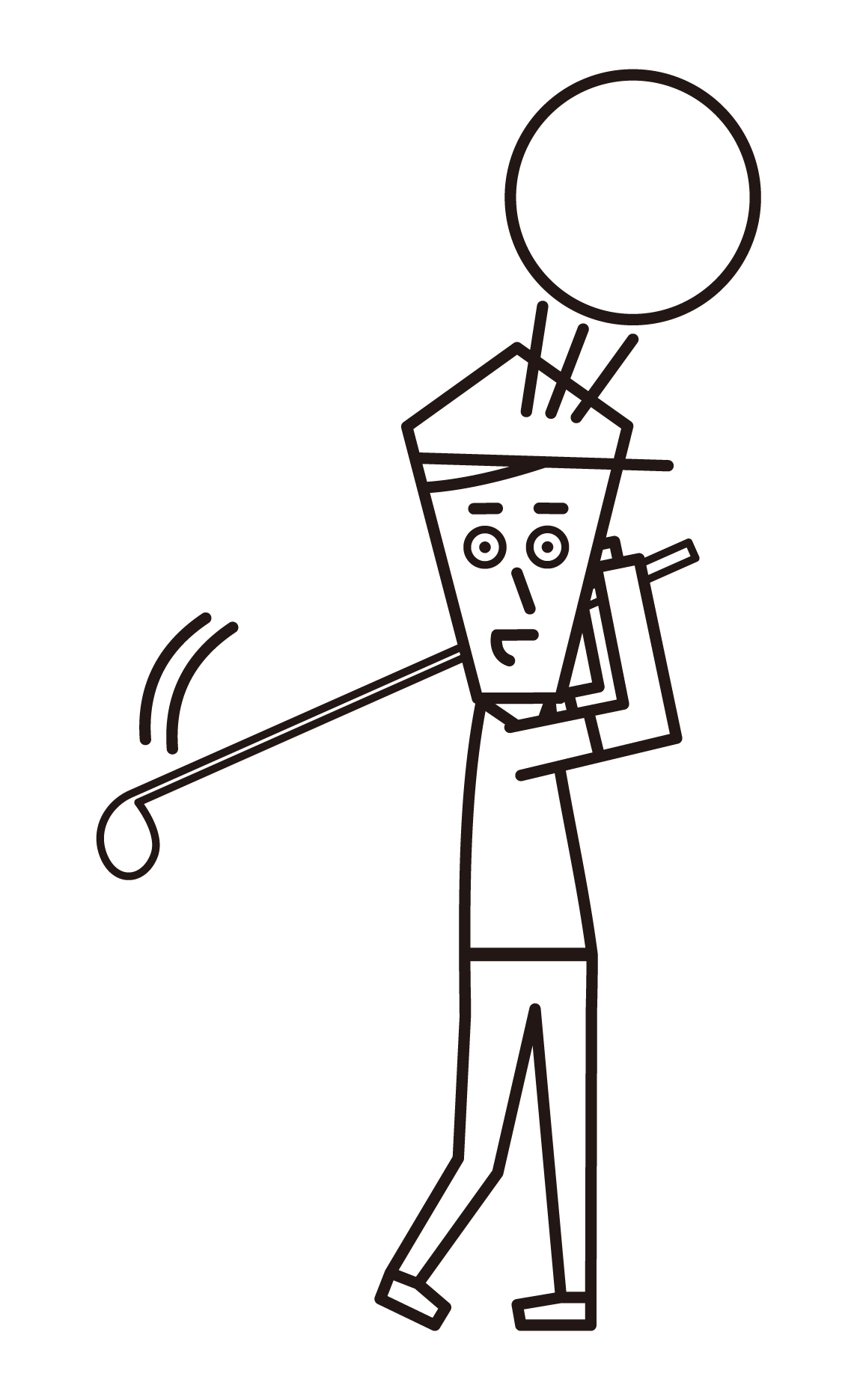 ゴルフでスイングをする人（男性）のイラスト