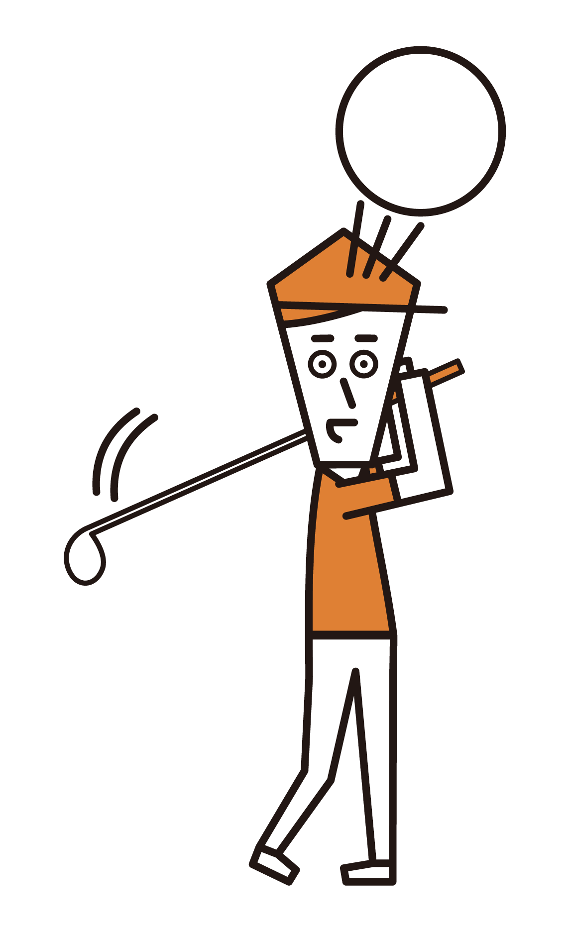 ゴルフでスイングをする人（男性）のイラスト