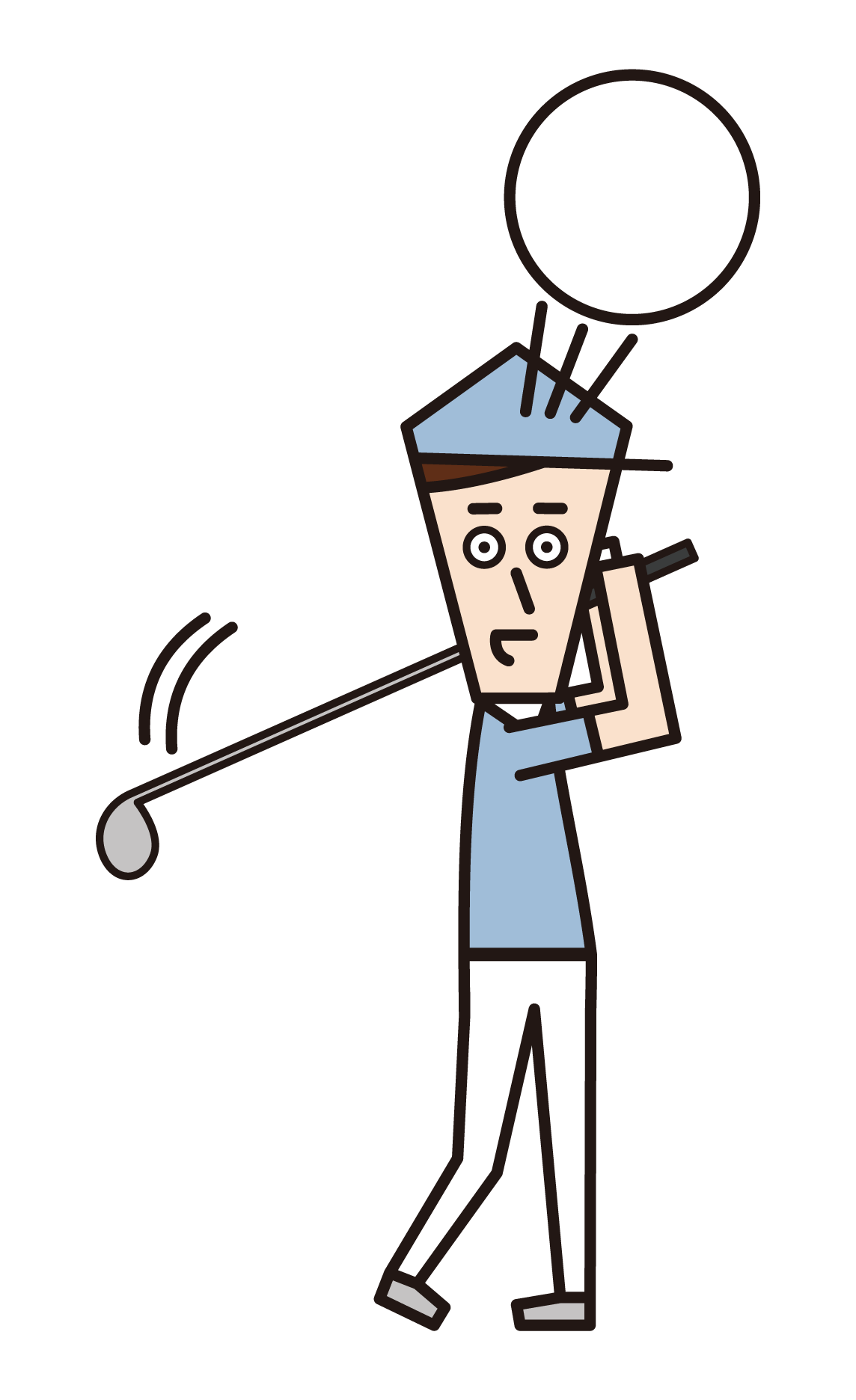 高爾夫揮杆的人（男性）的插圖