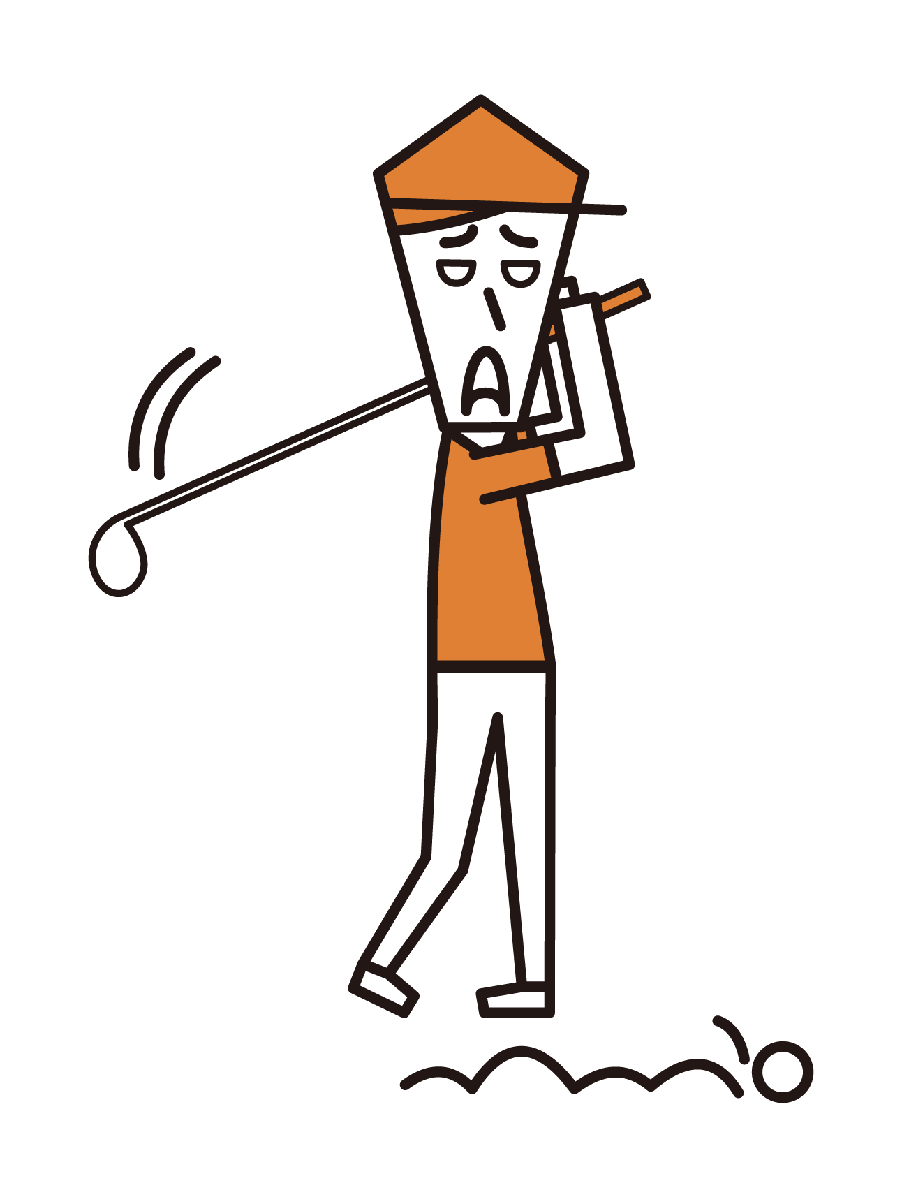 在高爾夫中錯過射門的人（男性）的插圖