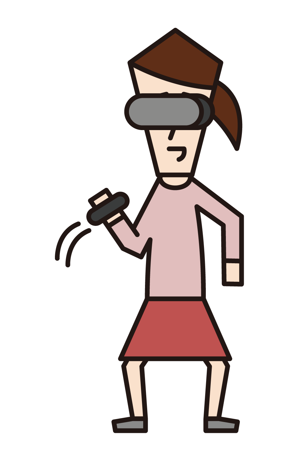 享受VR的人（女性）的插圖