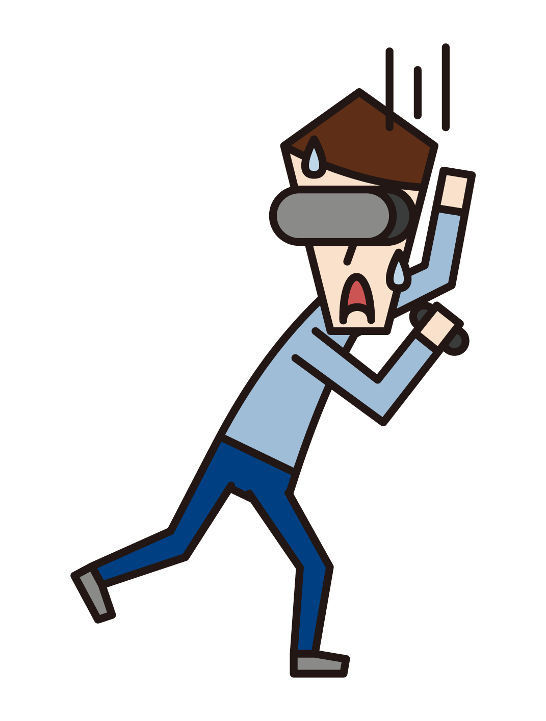Illustration of a man who is surprised while vr