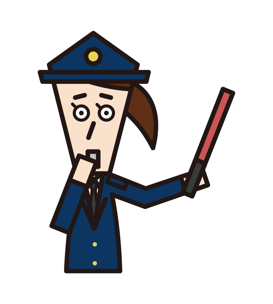 Illustration of a police officer (male) doing traffic control