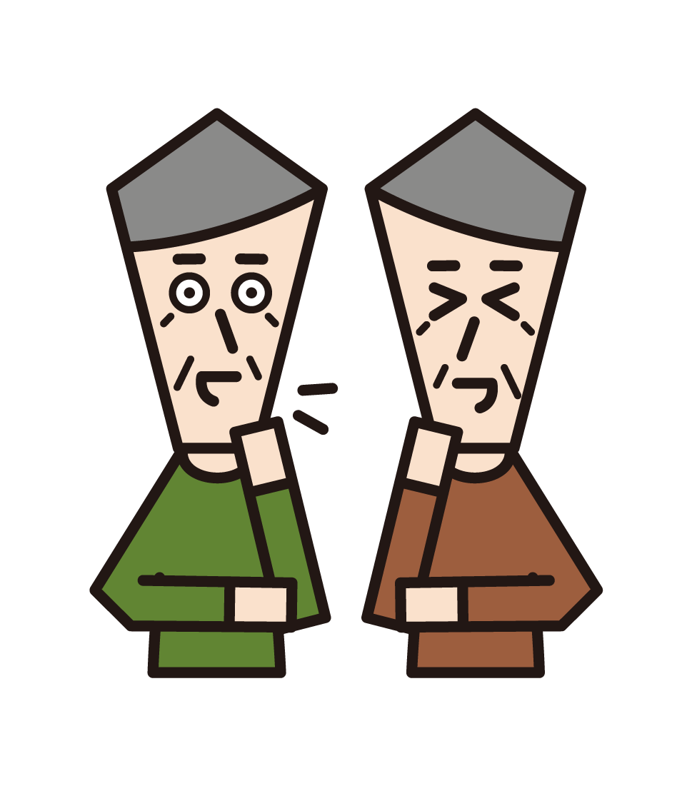 Illustration of elderly people (male) talking standing and talking