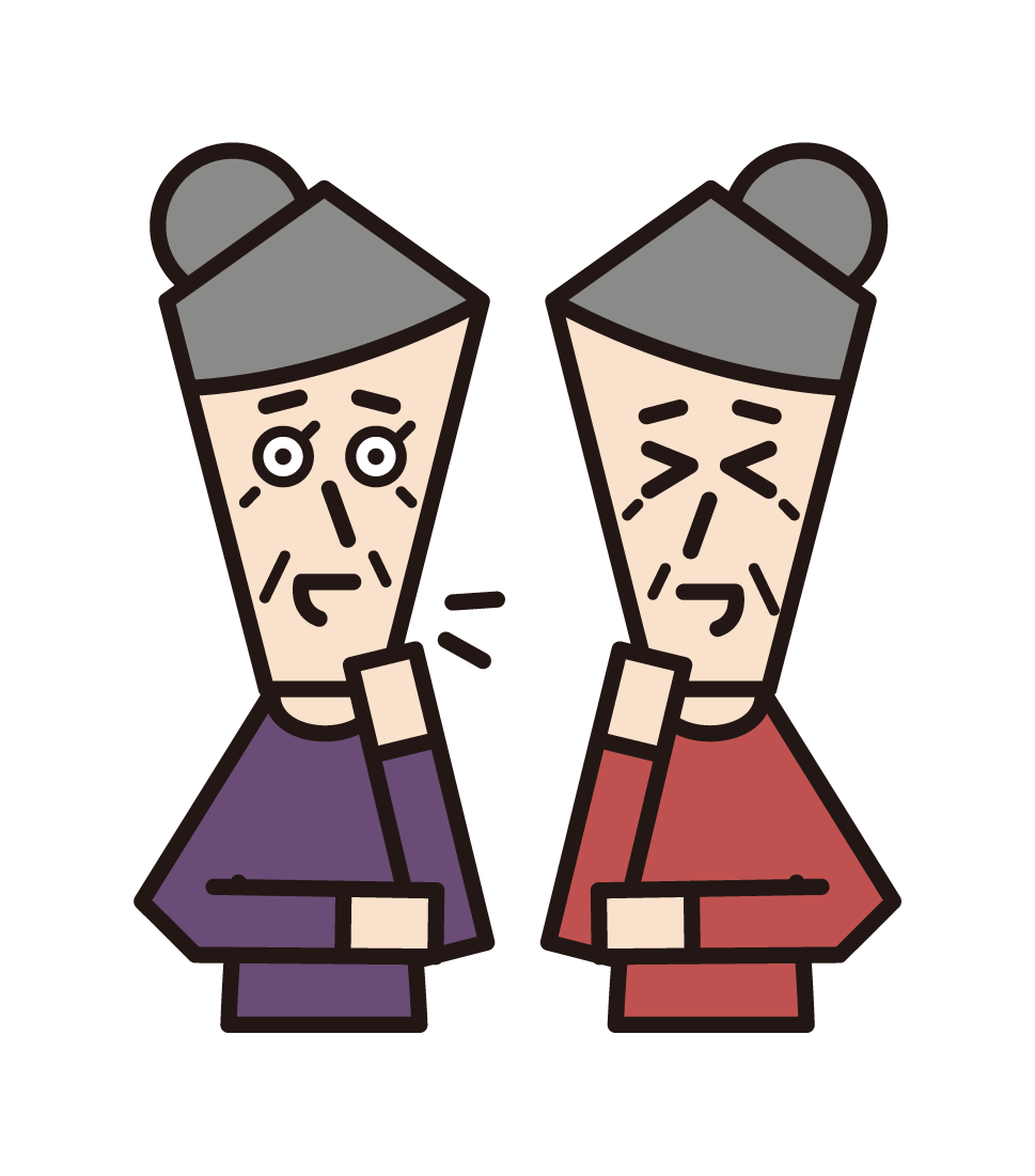 Illustration of elderly people (male) talking standing and talking