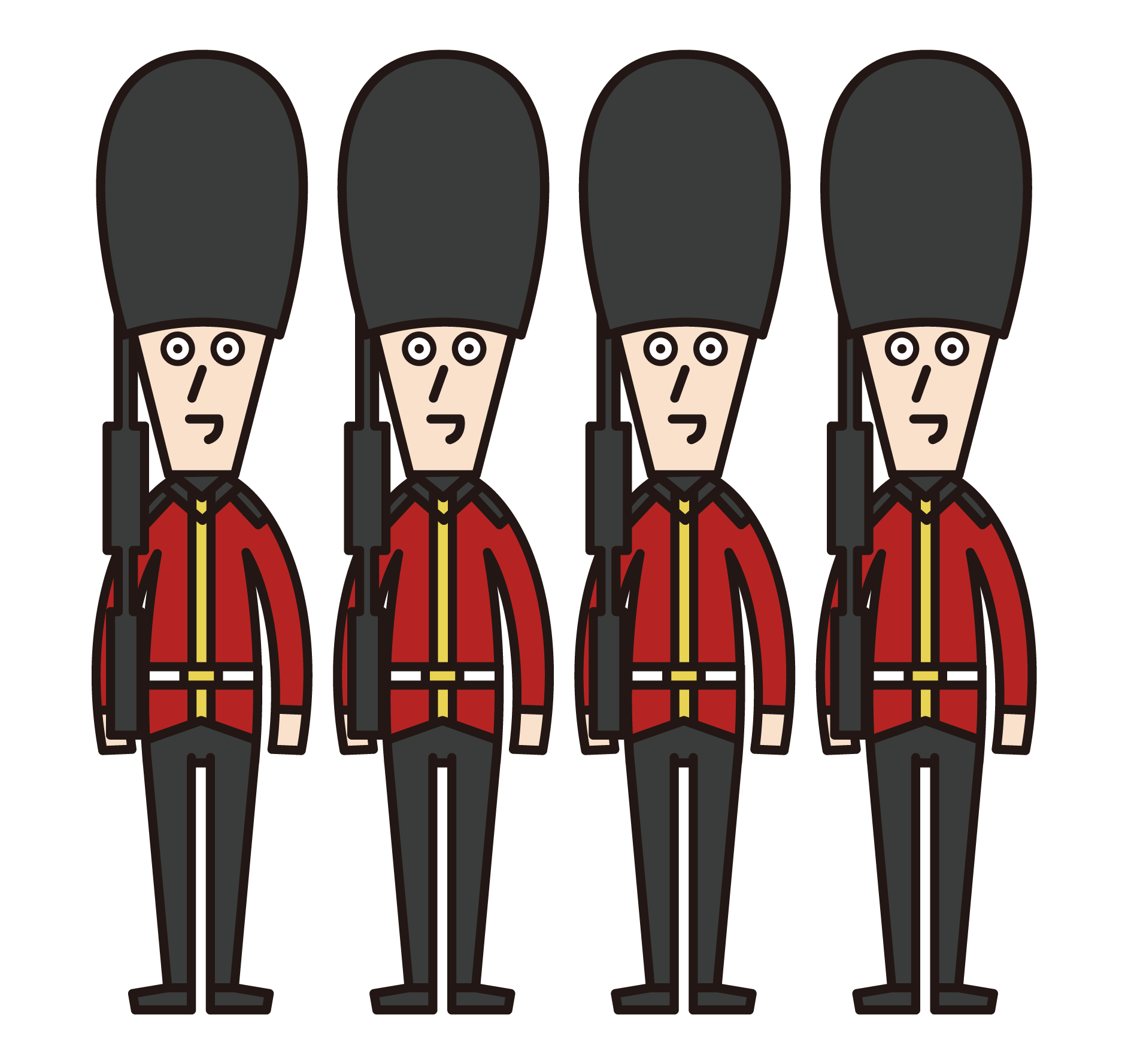 Illustration simento of the British soldiers aligning