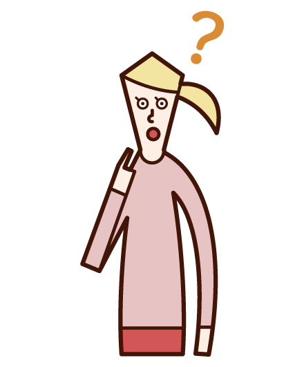 Illustration of a woman who looks strange by pointing to her face