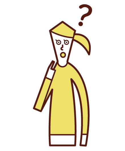Illustration of a woman who looks strange by pointing to her face