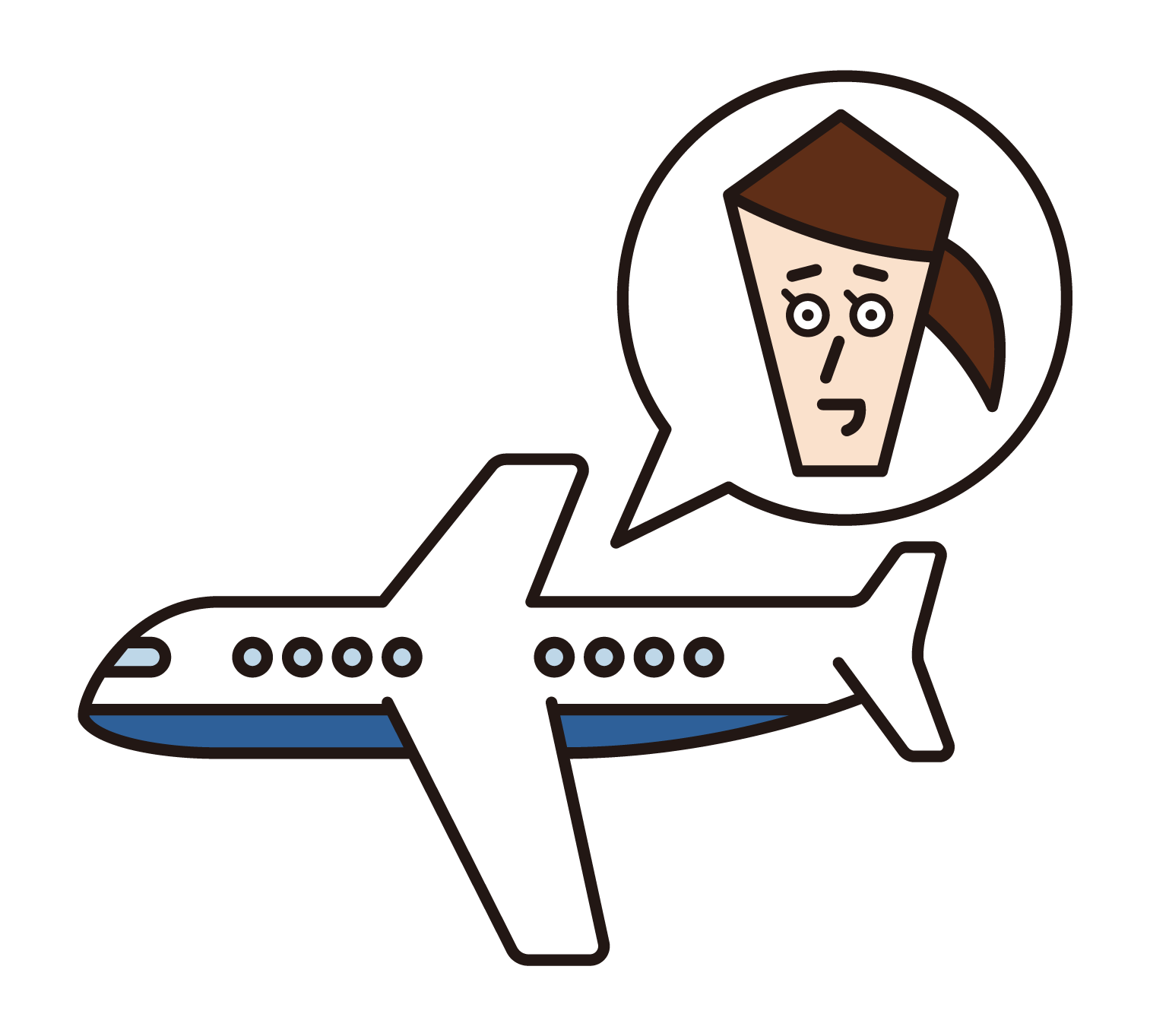 飛行機に乗っている人（男性）のイラスト