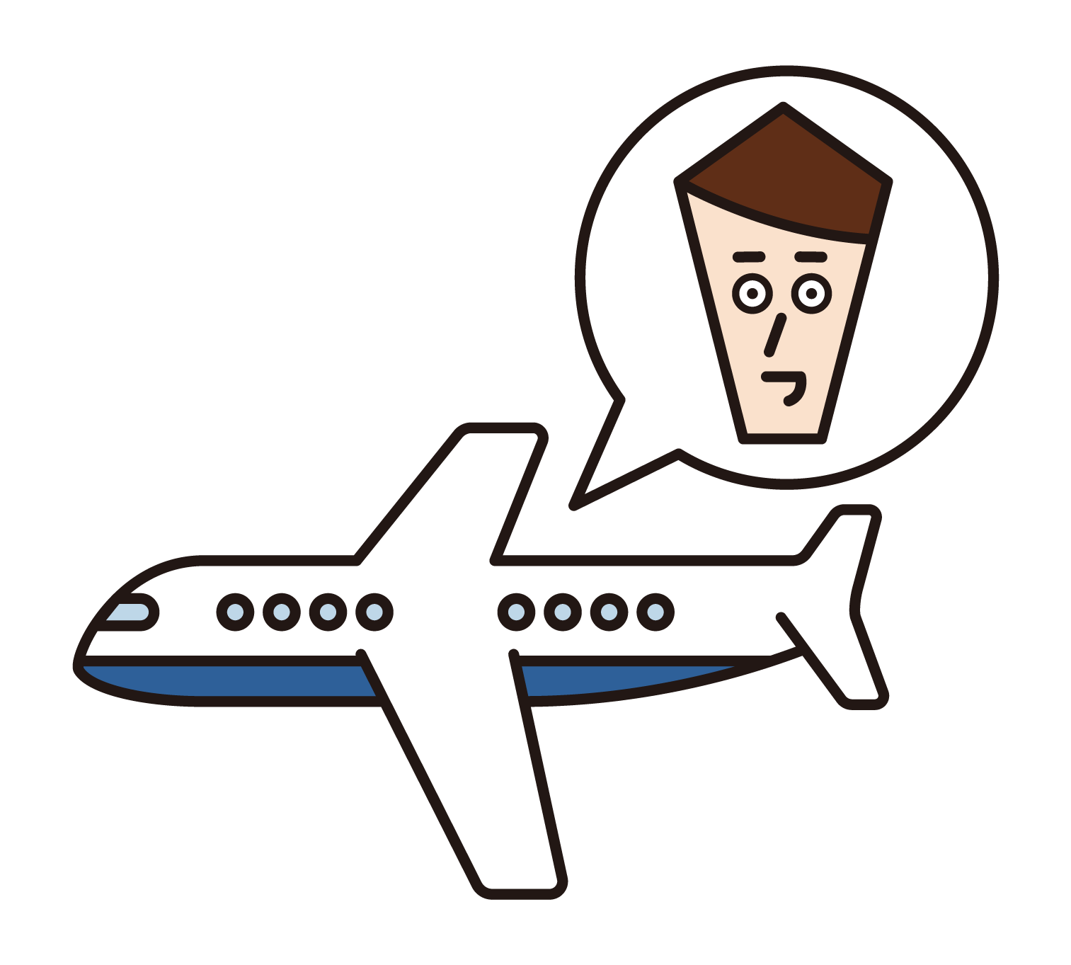 飛行機に乗っている人（男性）のイラスト