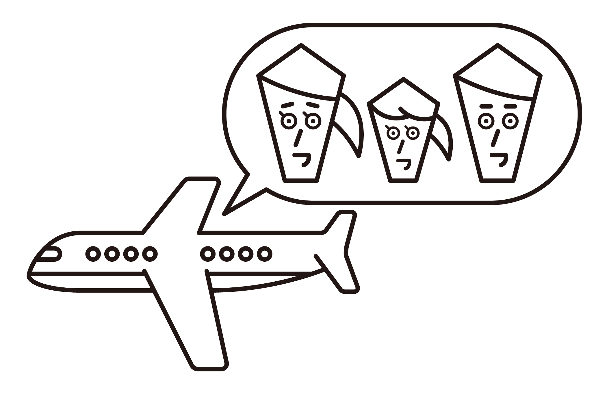 Illustration of a family on an airplane